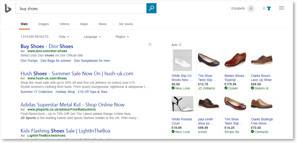 Bing Search Shopping Example