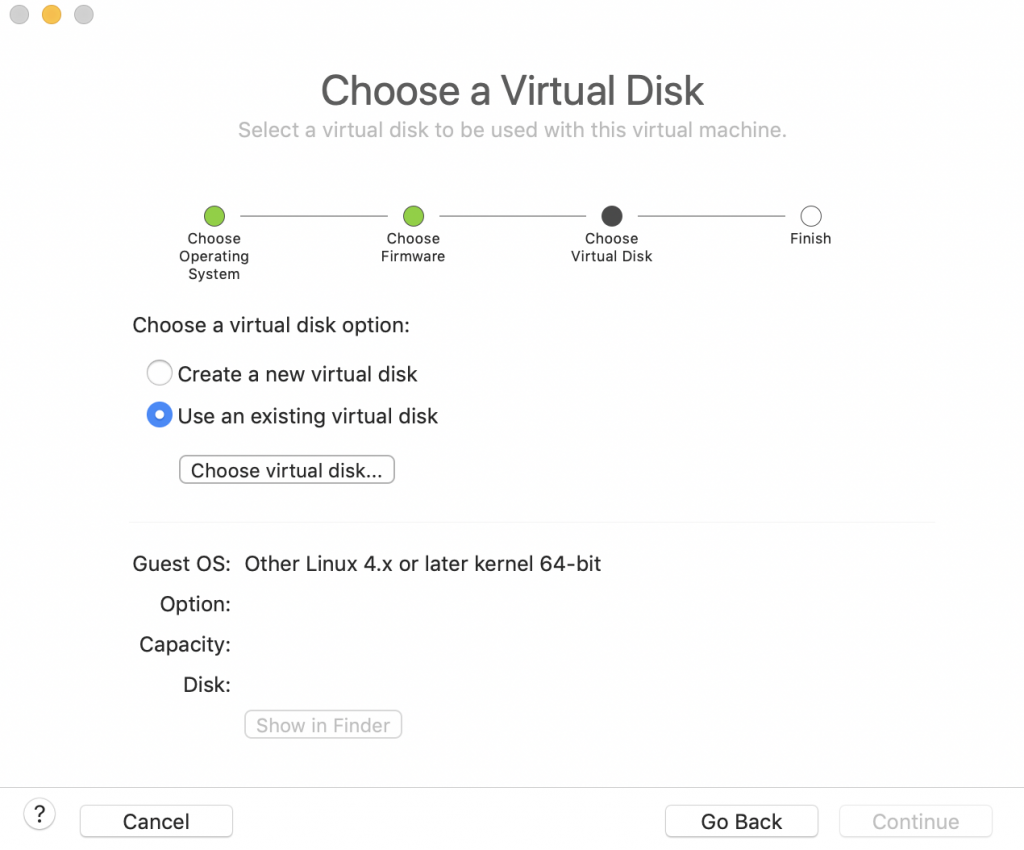Virtual disk selection