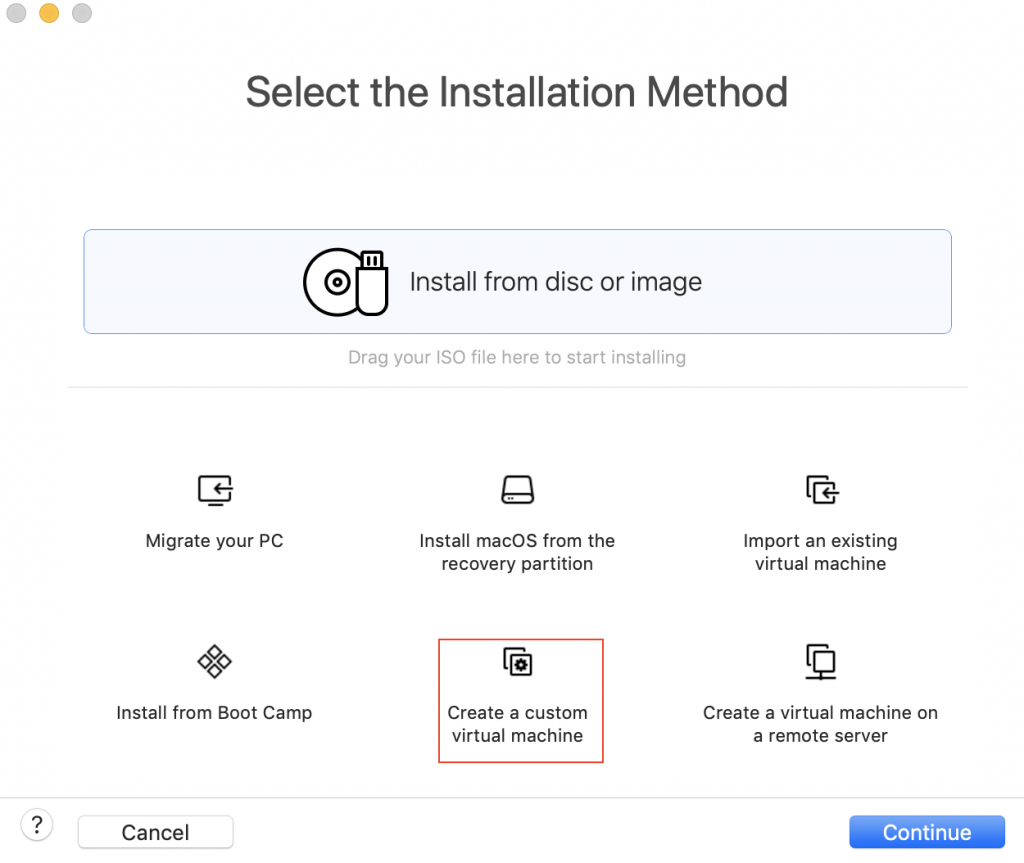 Creating a custom machine with VMfusion.