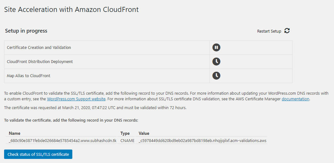 Configuring site acceleration