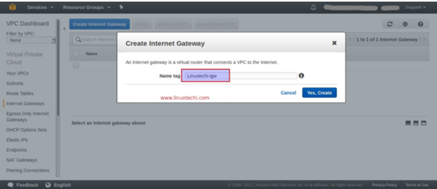Create an internet gateway